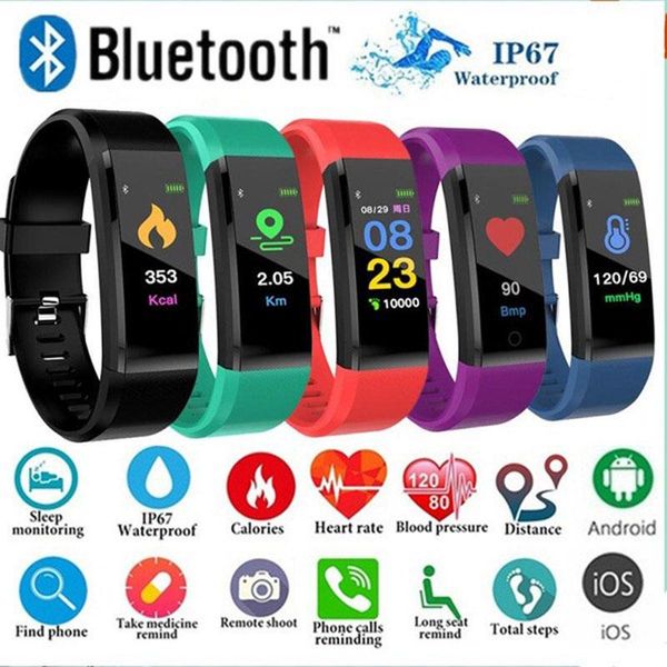 115plus fitness tracker smart bracelet bt color display sports watch heart rate blood pressure monitor pedometer step calorie counter
115plus fitness tracker smart bracelet bt color display sports watch heart rate blood pressure monitor pedometer step calorie counter