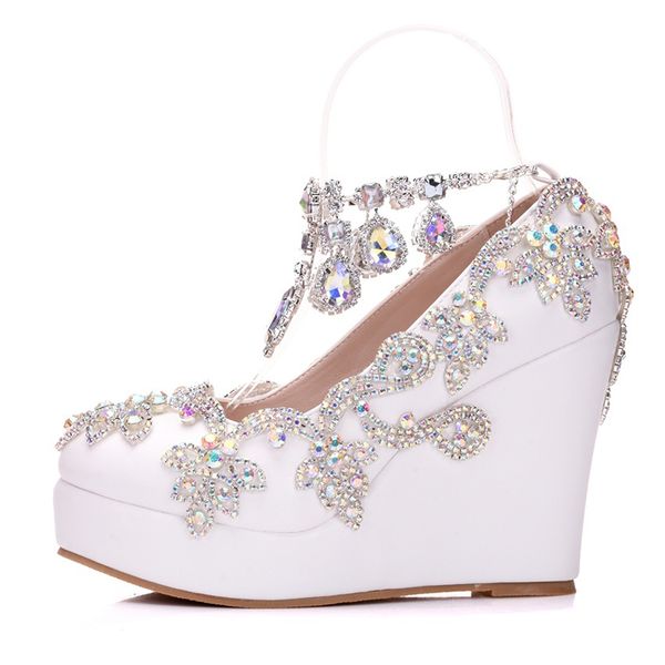 luxurious handmade wedding dress shoes white color wedge heel cinderella prom shoes rhinestone buckle straps wedges, Black
luxurious handmade wedding dress shoes white color wedge heel cinderella prom shoes rhinestone buckle straps wedges, Black