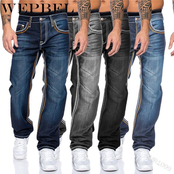 men's jeans wepbel fashion denim trousers casual long pants plus size s-5xl, Blue 
men's jeans wepbel fashion denim trousers casual long pants plus size s-5xl, Blue