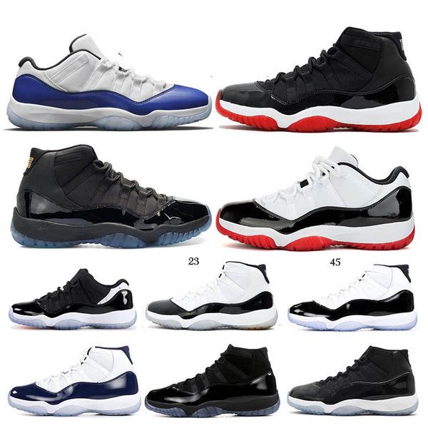 11 11s men women basketball shoes withe bred gamma blue metallic silver space jam cap and gown closing trance sports sneakers