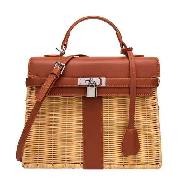 2020 high grade grass weave lady's bag rattan bag genuine leather women's rattan weave handbag leather with lock and
2020 high grade grass weave lady's bag rattan bag genuine leather women's rattan weave handbag leather with lock and