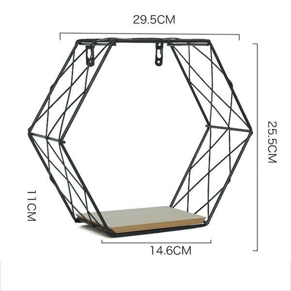 wrought iron hexagonal grid wall shelf black grid style small (no backboard) home garden decoration crafts
wrought iron hexagonal grid wall shelf black grid style small (no backboard) home garden decoration crafts