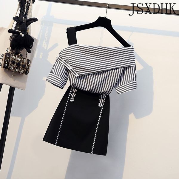 summer 2020 new off shoulder striped blouse sweet women 2 piece set + mini high waist a line button skirt student suits, White
summer 2020 new off shoulder striped blouse sweet women 2 piece set + mini high waist a line button skirt student suits, White