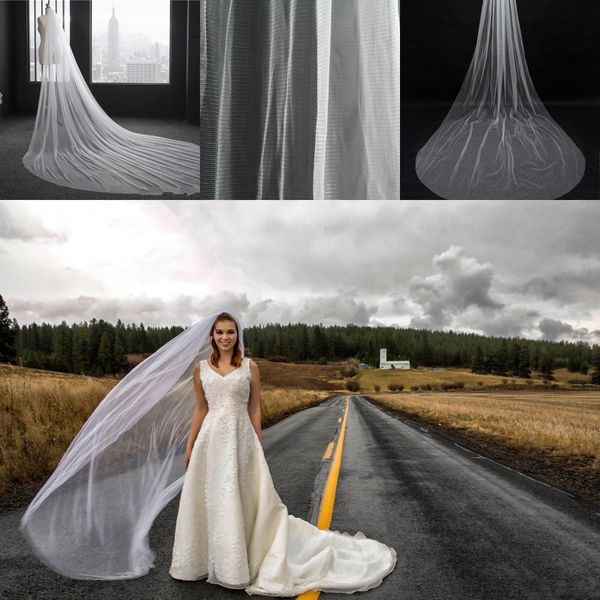 3 metres cathedral length bridal veil cut edge soft tulle wedding accessories white ivory wedding veils, Black 
3 metres cathedral length bridal veil cut edge soft tulle wedding accessories white ivory wedding veils, Black
