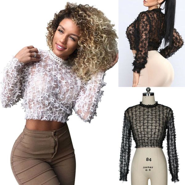 2019 New Women Sexy Long SLeeve Mesh Sheer See Through High Neck Bows Chic Cropped Tops Short Blouse Shirts Club Sexy Hot Sale
2019 New Women Sexy Long SLeeve Mesh Sheer See Through High Neck Bows Chic Cropped Tops Short Blouse Shirts Club Sexy Hot Sale