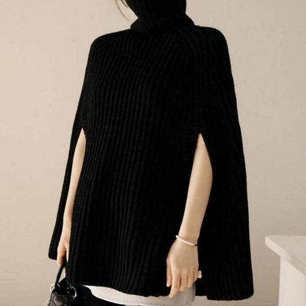 autumn and winter new split collar high collar sweater cape women sweater large size, White;black
autumn and winter new split collar high collar sweater cape women sweater large size, White;black