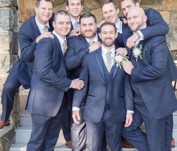 blue groomsman suits 2019 notched lapel two button slim fit wedding tuxedos custom made 3 piece men suits (jacket+pant+vest +tie), Black;gray
blue groomsman suits 2019 notched lapel two button slim fit wedding tuxedos custom made 3 piece men suits (jacket+pant+vest +tie), Black;gray
