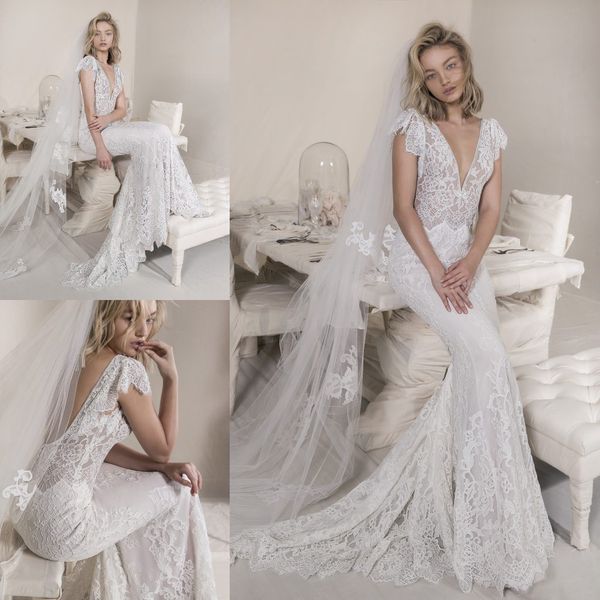 lihi hod mermaid wedding dresses v neck lace appliques sweep train backless country bridal gowns custom made beach wedding dress boho, White
lihi hod mermaid wedding dresses v neck lace appliques sweep train backless country bridal gowns custom made beach wedding dress boho, White