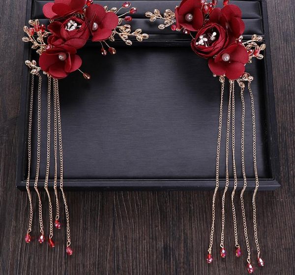 new bride hair accessories dark red tassel korean style clip side clip hair accessories wedding dress wedding accessories headdress, Silver
new bride hair accessories dark red tassel korean style clip side clip hair accessories wedding dress wedding accessories headdress, Silver