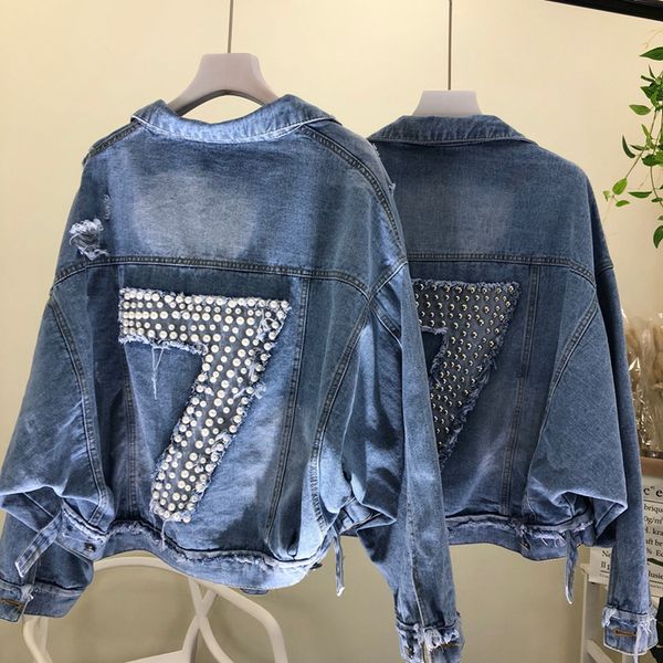 women jacket 2019 korean version loose bat sleeve heavy industry nail pearl digital hollow out denim long-sleeve coat, Black;brown
women jacket 2019 korean version loose bat sleeve heavy industry nail pearl digital hollow out denim long-sleeve coat, Black;brown