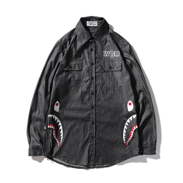 classic tide brand shirt mens designer shirt slim cardigan double side zipper shark denim jacket embroidered long sleeve shirt, White;black
classic tide brand shirt mens designer shirt slim cardigan double side zipper shark denim jacket embroidered long sleeve shirt, White;black