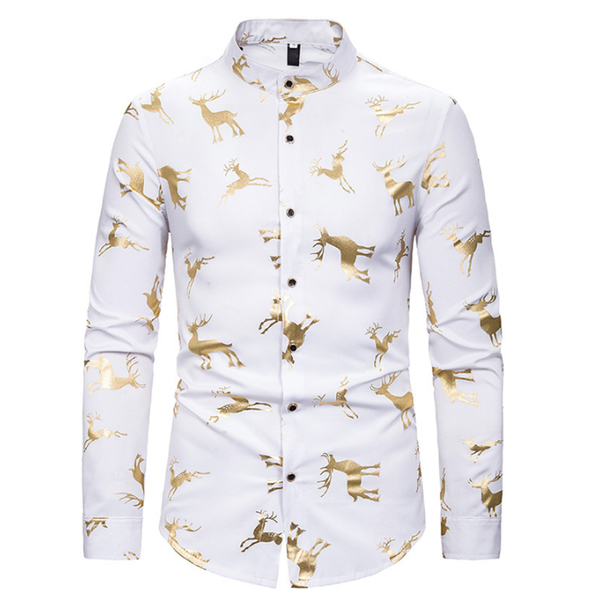funnyshirt printed long sleeve button men clothes casual snowflakes christmas deer printed christmas shirt new year party blouse, White;black
funnyshirt printed long sleeve button men clothes casual snowflakes christmas deer printed christmas shirt new year party blouse, White;black