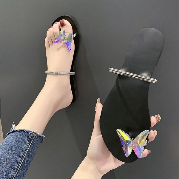 women's slipper round toe rhinestones butterfly summer beach slides flip flops outdoor casual dazzling shoes woman solid slides, Black
women's slipper round toe rhinestones butterfly summer beach slides flip flops outdoor casual dazzling shoes woman solid slides, Black
