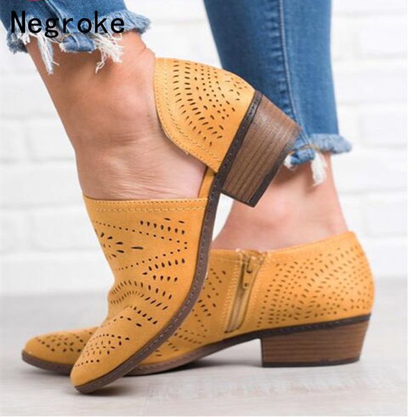 fashion women boots spring summer block low heel ladies booties pu leather botines hollow out ankle platform botas mujer, Black
fashion women boots spring summer block low heel ladies booties pu leather botines hollow out ankle platform botas mujer, Black