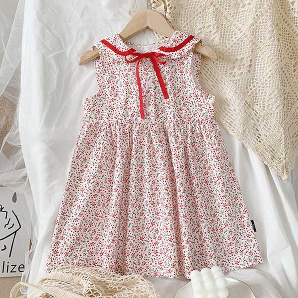 girl's dresses kids girl dress 2021 european and american style children bow design floral pattern sleeveless clothes baby outfits, Red;yellow
girl's dresses kids girl dress 2021 european and american style children bow design floral pattern sleeveless clothes baby outfits, Red;yellow