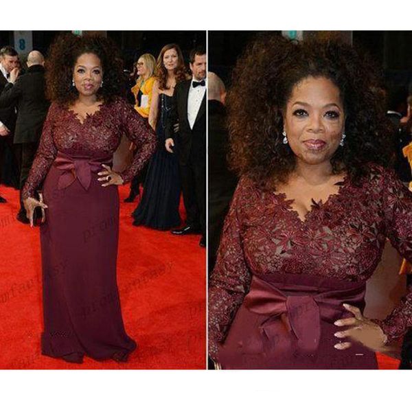 oprah winfrey burgundy long sleeves mother of the bride dresses v-neck sheer lace sheath plus size celebrity red carpet evening gowns sale, Black;red
oprah winfrey burgundy long sleeves mother of the bride dresses v-neck sheer lace sheath plus size celebrity red carpet evening gowns sale, Black;red