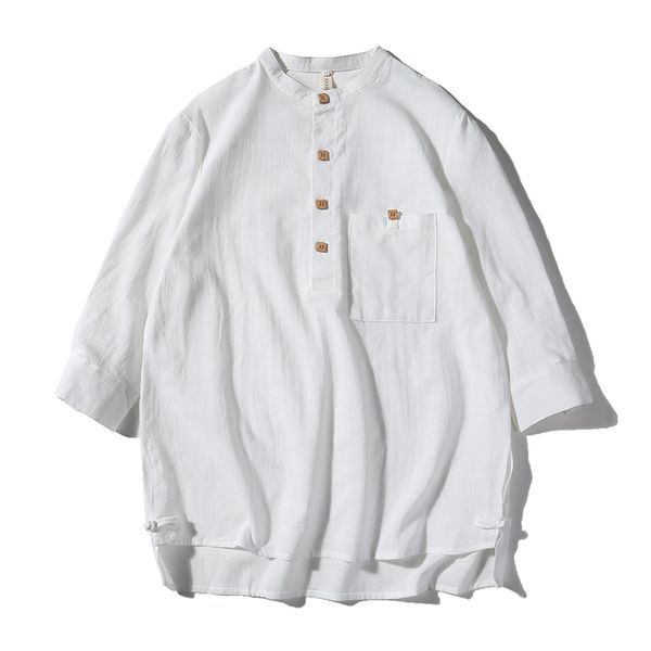 vintage men's shirt stand collar three quarter sleeve button cotton linen solid color blouse chinese style leisure men shirts, White;black
vintage men's shirt stand collar three quarter sleeve button cotton linen solid color blouse chinese style leisure men shirts, White;black