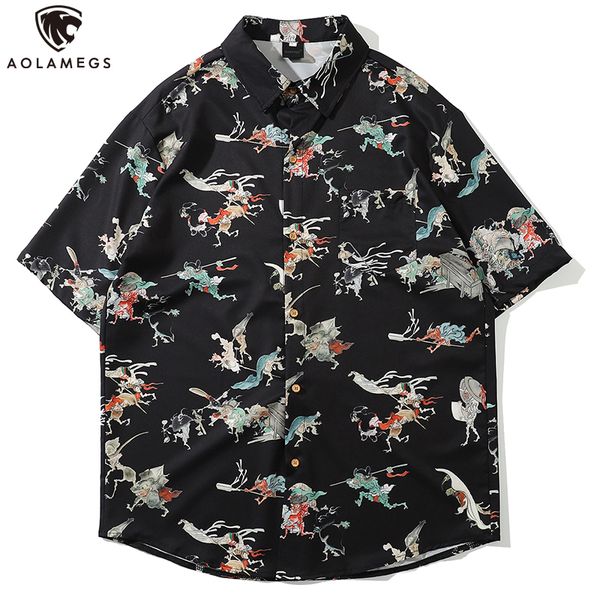 aolamegs men shirt retro chinese style print casual baggy bermuda beach short sleeve fashion casual all-match couple streetwear, White;black
aolamegs men shirt retro chinese style print casual baggy bermuda beach short sleeve fashion casual all-match couple streetwear, White;black