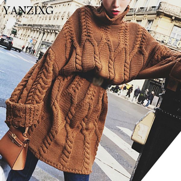 2019 autumn and winter new products fashion high collar loose long section pullover knit sweater skirt female l851, Black
2019 autumn and winter new products fashion high collar loose long section pullover knit sweater skirt female l851, Black