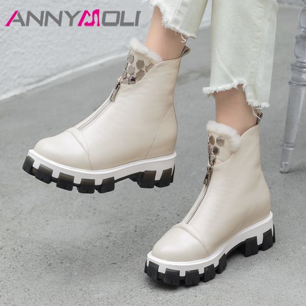 annymoli winter snow boots women boots natural genuine leather chunky heel ankle warm wool zipper shoes female big size 43, Black
annymoli winter snow boots women boots natural genuine leather chunky heel ankle warm wool zipper shoes female big size 43, Black