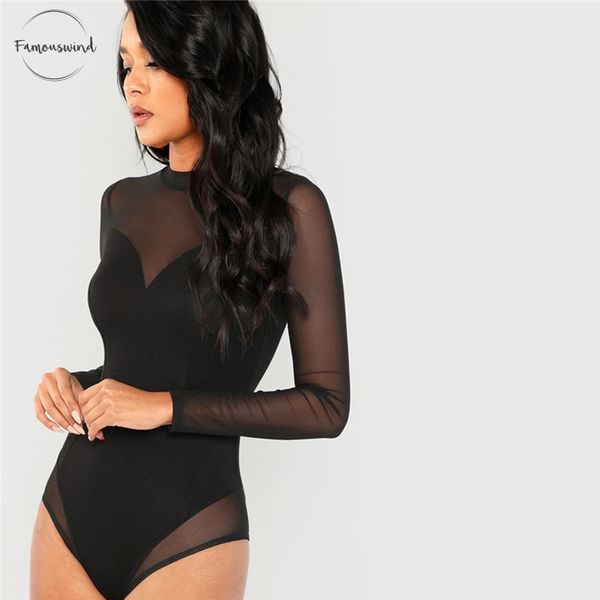 office black lady bodysuits elegant mock mesh panel long sleeve skinny women bodysuit autumn casual solid, Black;white
office black lady bodysuits elegant mock mesh panel long sleeve skinny women bodysuit autumn casual solid, Black;white