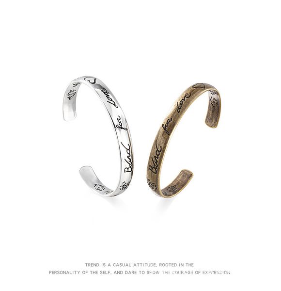 new style brand european and american retro couples jewelry love eyes flowers and birds letters pattern hip hop titanium steel open bracelet, Black
new style brand european and american retro couples jewelry love eyes flowers and birds letters pattern hip hop titanium steel open bracelet, Black