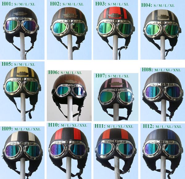 new black leather half face motorcycle scooter vespa biker helmet with goggles/visor s m l xl
new black leather half face motorcycle scooter vespa biker helmet with goggles/visor s m l xl