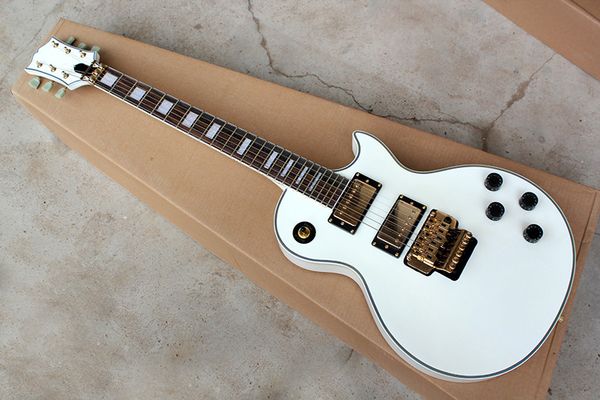 factory custom white electric guitar with gold hardware,floyd rose,block fret inlay,can be customized
factory custom white electric guitar with gold hardware,floyd rose,block fret inlay,can be customized