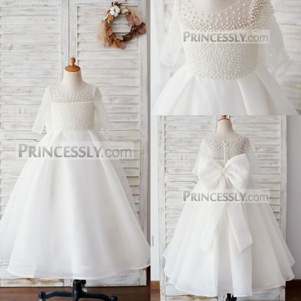 ball gown flower girl dress jewel neck short sleeve pearls white wedding dress ankle length girl' birthday part, White;blue
ball gown flower girl dress jewel neck short sleeve pearls white wedding dress ankle length girl' birthday part, White;blue