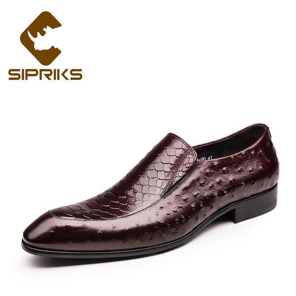 sipriks python & ostrich style men genuine leather shoes elegant black slip on dress shoes hipster formal suits men