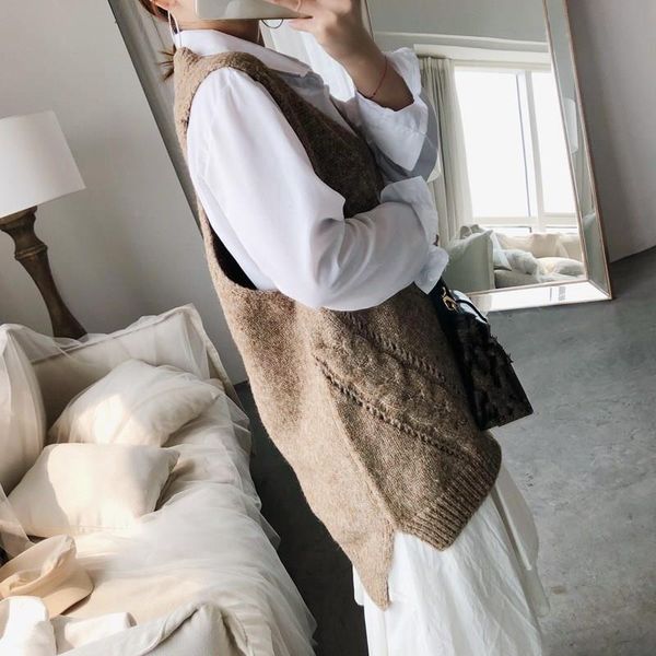 women loose v-neck sleeveless long vest vintage solid split knitted sweater vests large size vest, Black;white
women loose v-neck sleeveless long vest vintage solid split knitted sweater vests large size vest, Black;white