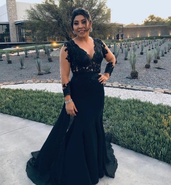 deep v-neck mermaid evening dresses long sleeves lace appliques floor length prom party gowns with belt, Black;red
deep v-neck mermaid evening dresses long sleeves lace appliques floor length prom party gowns with belt, Black;red