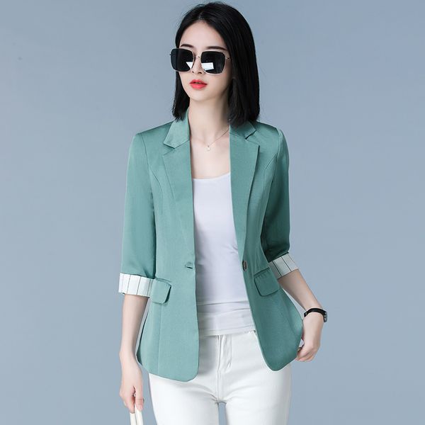 office lady checked business jacket blazer for women 3/4 sleeve single buckle temperament blazers outwear green,pink -4xl, White;black
office lady checked business jacket blazer for women 3/4 sleeve single buckle temperament blazers outwear green,pink -4xl, White;black
