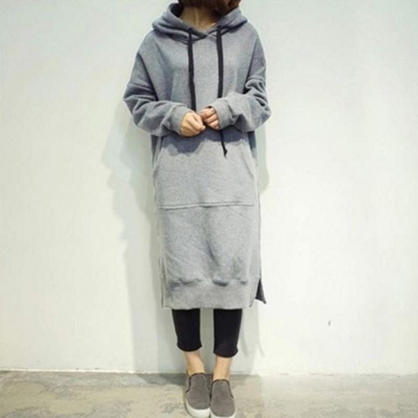 women spring autumn casual loose long hoodies sweatshirt oversize full sleeve fleece split hooded dress vestidos plus size funny, Black
women spring autumn casual loose long hoodies sweatshirt oversize full sleeve fleece split hooded dress vestidos plus size funny, Black