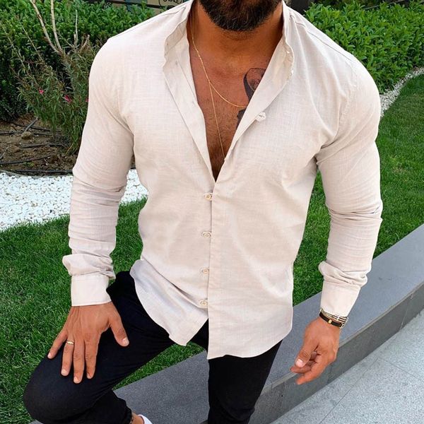 fashion men's casual solid stand neck button solid shirt long sleeve blouse, White;black
fashion men's casual solid stand neck button solid shirt long sleeve blouse, White;black