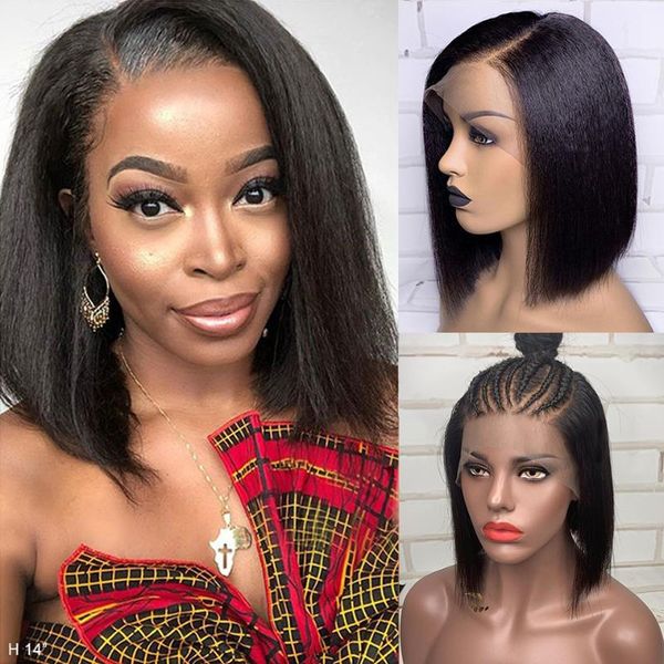 lace wigs 13x6 deep part front human hair for black women pre plucked brazilian remy 150% kinky straight short bob wig, Black;brown
lace wigs 13x6 deep part front human hair for black women pre plucked brazilian remy 150% kinky straight short bob wig, Black;brown