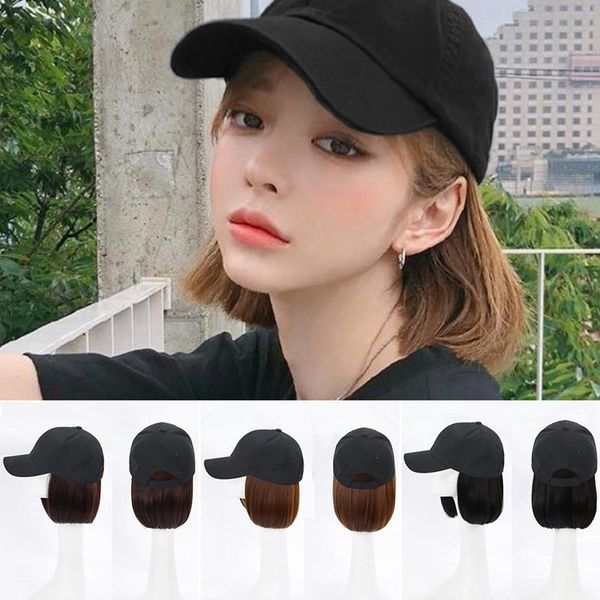 3 colors adjustable women hats bobo hair extensions with black cap wig all-in-one baseball cap, Blue;gray
3 colors adjustable women hats bobo hair extensions with black cap wig all-in-one baseball cap, Blue;gray