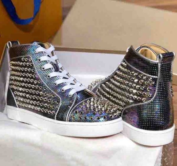 super quality men sneakers red bottom high full spiked sliver louflat spiked leather sneaker fashion men women casual, Black
super quality men sneakers red bottom high full spiked sliver louflat spiked leather sneaker fashion men women casual, Black