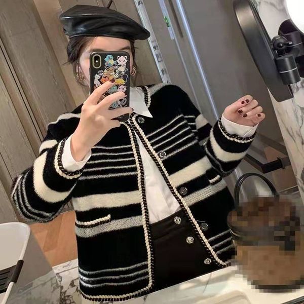 woman's dsigner luxury stripes imitated mink wool cardigan jacket sweaters women knitting buttons long sleeves sweater coat, White;black
woman's dsigner luxury stripes imitated mink wool cardigan jacket sweaters women knitting buttons long sleeves sweater coat, White;black