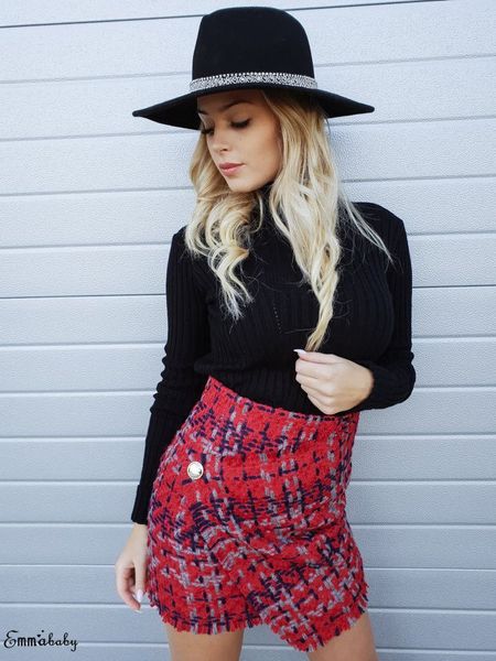 women plaid high waist woolen a-line mini skirt pencil skirt wrap dress clubwear winter mini red plaidall-matching skirt, Black
women plaid high waist woolen a-line mini skirt pencil skirt wrap dress clubwear winter mini red plaidall-matching skirt, Black