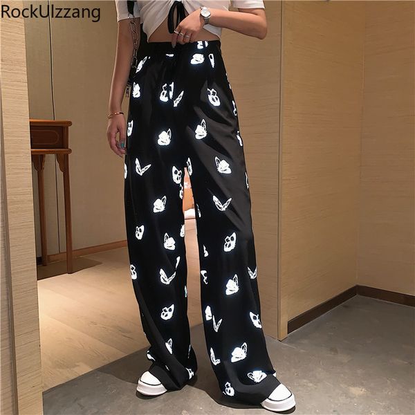 women harajuku streetwear korean summer long pant reflective butterfly print high waist loose straight wide leg gothic boho, Black;white
women harajuku streetwear korean summer long pant reflective butterfly print high waist loose straight wide leg gothic boho, Black;white