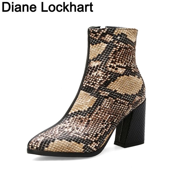 women zipper boots snake print ankle boot square heel fashion pointed toe ladies shoes female 2020 new short boots, Black
women zipper boots snake print ankle boot square heel fashion pointed toe ladies shoes female 2020 new short boots, Black