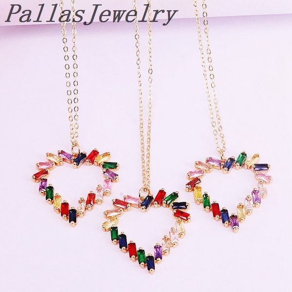 10pcs gold color multi rainbow cz micro paved charm heart pendant necklaces new fashion jewelry, Silver
10pcs gold color multi rainbow cz micro paved charm heart pendant necklaces new fashion jewelry, Silver