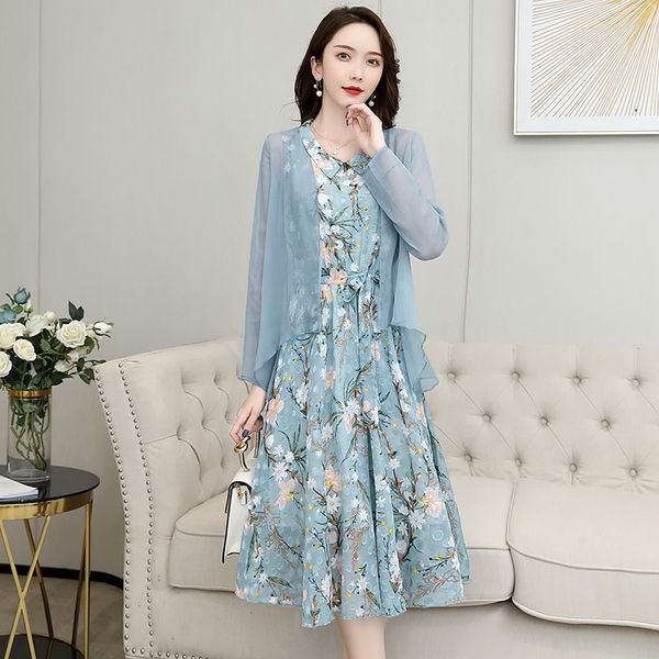 yasuguoji new 2020 spring fashion flroal dress with cardigan chiffon two piece dress women elegant suit set trajes de mujer, White;black
yasuguoji new 2020 spring fashion flroal dress with cardigan chiffon two piece dress women elegant suit set trajes de mujer, White;black