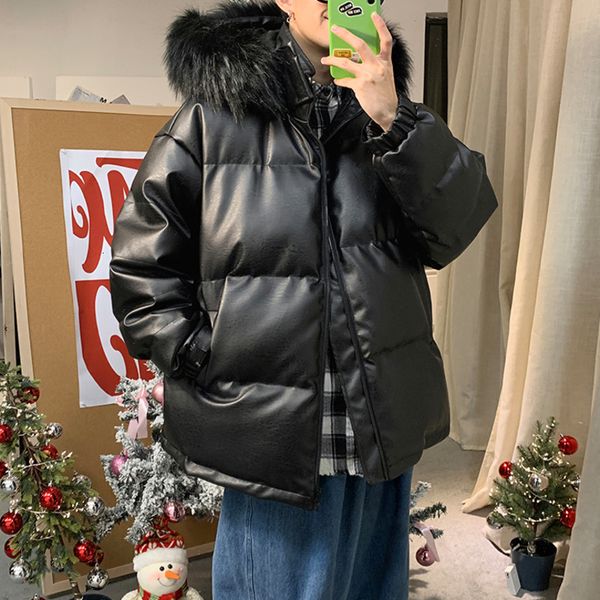 winter thick leather jacket men warm fashion parka men fur collar hooded leather coat mens streetwear loose outwear male clothes, Black
winter thick leather jacket men warm fashion parka men fur collar hooded leather coat mens streetwear loose outwear male clothes, Black