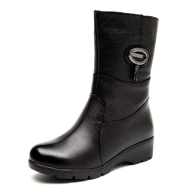 fashion crystal wedge women boots genuine leather mid calf plush winter warm snow boots women cotton boots, Black
fashion crystal wedge women boots genuine leather mid calf plush winter warm snow boots women cotton boots, Black
