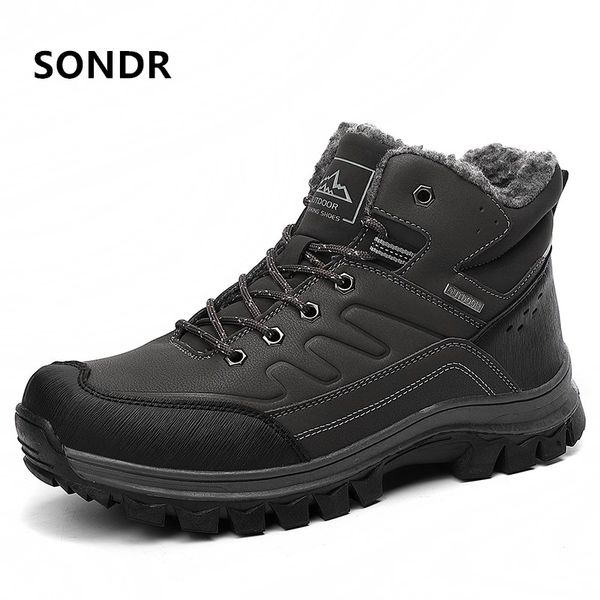 winter men snow boots outdoor hiking with fur warm cotton shoes high lace-up boots platform leather footwear anti-skid, Black
winter men snow boots outdoor hiking with fur warm cotton shoes high lace-up boots platform leather footwear anti-skid, Black
