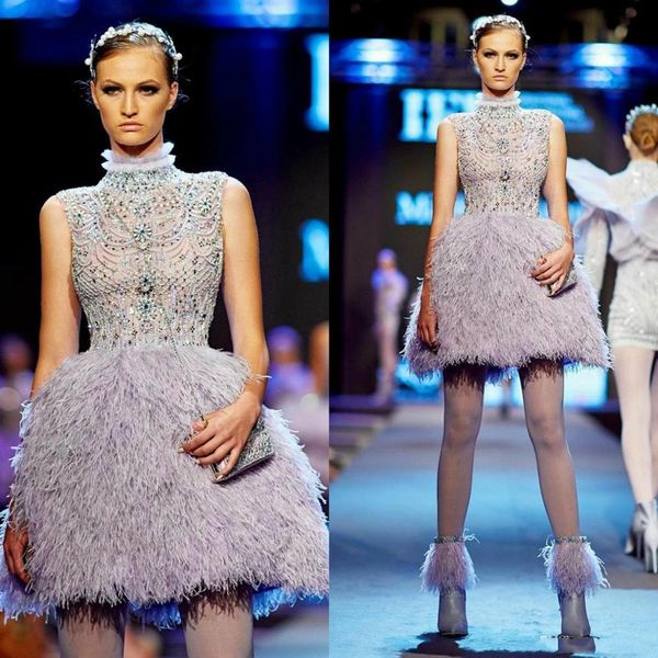 2020 luxury feathers cocktail short prom dresses sleeveless high collar crystals evening gowns formal party wear runway fashion, White;black
2020 luxury feathers cocktail short prom dresses sleeveless high collar crystals evening gowns formal party wear runway fashion, White;black