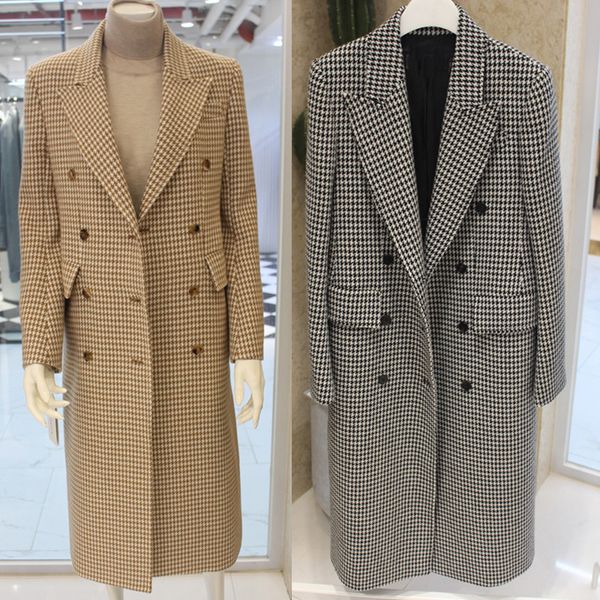 autumn winter new woolen houndstooth cassic simple wool waist woolen coat female long outerwear a063, Black
autumn winter new woolen houndstooth cassic simple wool waist woolen coat female long outerwear a063, Black