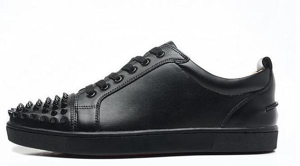 2019 new men designer sneakers ,famous brand red bottom designer mens luxury shoes genuine leather,white spiked toe flats, Black 
2019 new men designer sneakers ,famous brand red bottom designer mens luxury shoes genuine leather,white spiked toe flats, Black